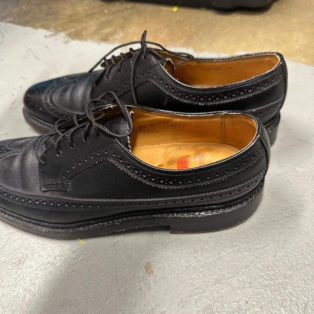 Florsheim Imperial Wingtip Brogue Oxford Shoes Black Leather Mens Size 8.5‎
